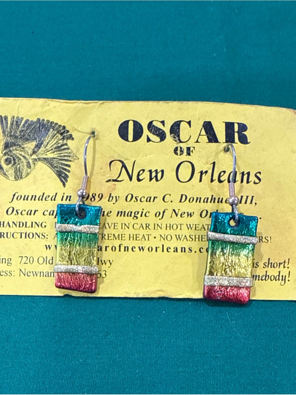 Oscar of New Orleans Multicolor Rectangular Dangle Earrings 120B